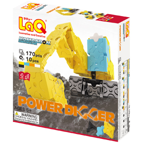 LaQ hamacron power digger yellow hayashiworld ลาคิว อายาชิเวิลด์ รถตักดิน สีเหลือง